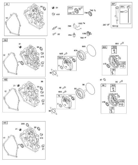 E - Coperchio carter motore, ingranaggio riduttore, lubrificazione B&S - 12 €¦ 126392-0274-B8 brand Stihl